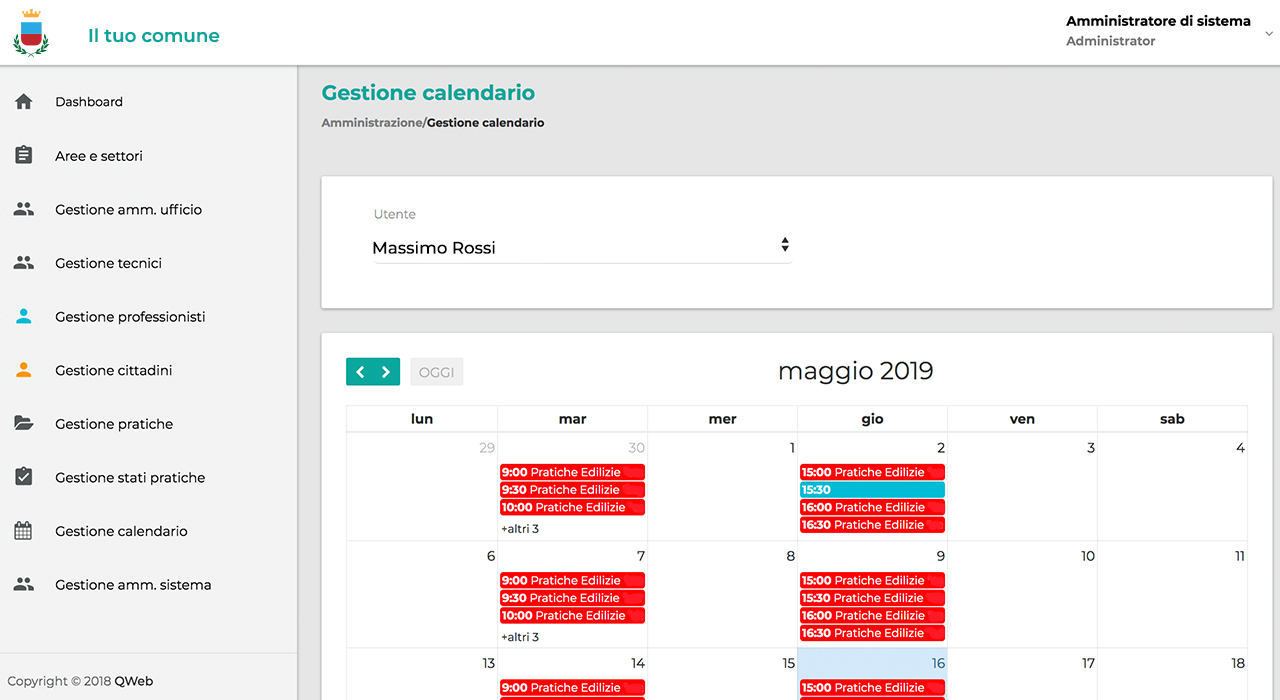 Calendario disponibilità Agenda Web - Software prenotazione online appuntamenti