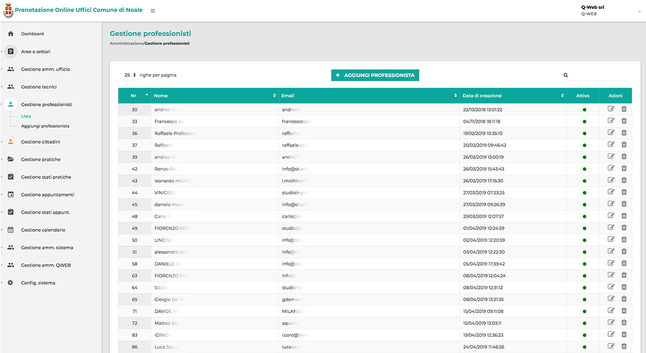Gestione Professionisti Agenda Web - Software gestione appuntamenti online