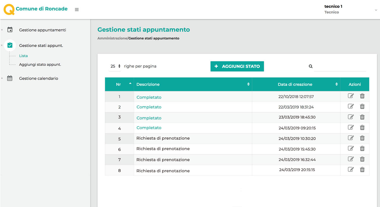 Gestione stati appuntamento - Software gestione appuntamenti online
